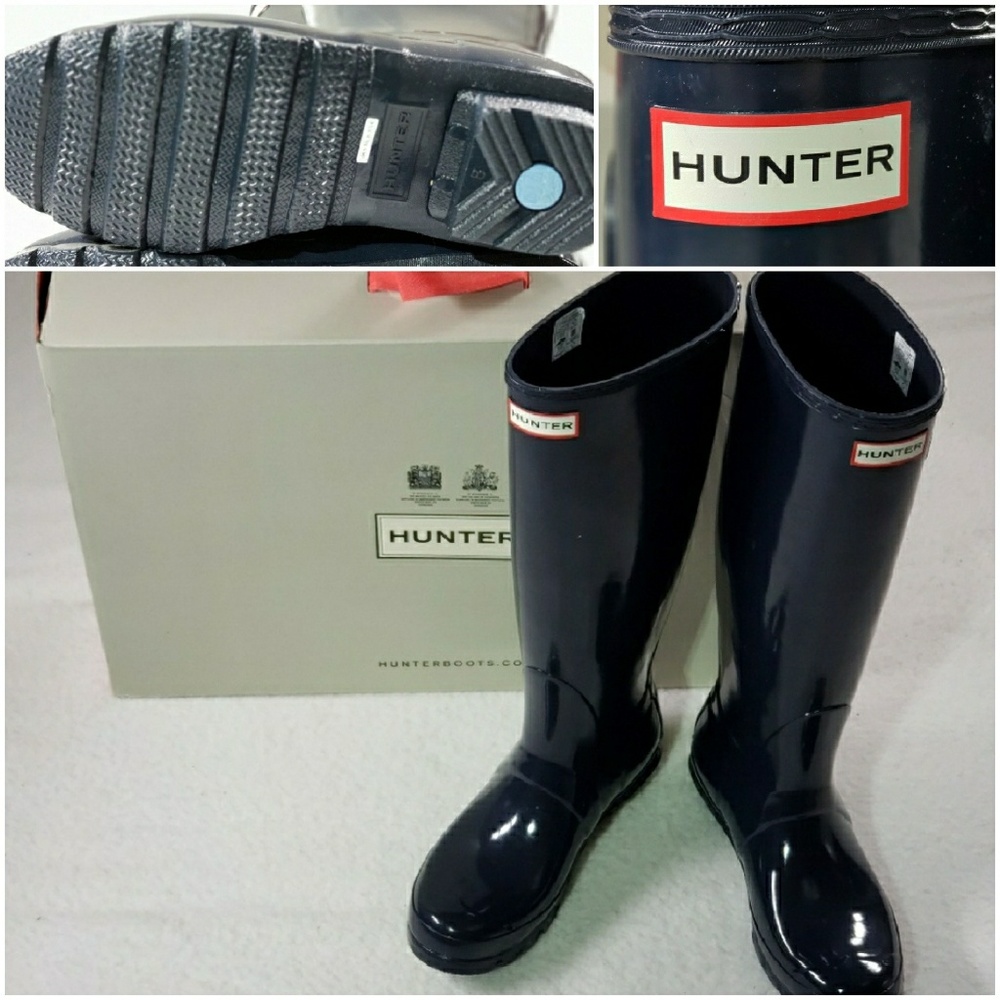 Hunter Women's Original Tall Rain Boot Navy Gloss - Picture 1 of 8